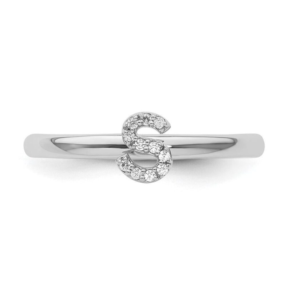 Kazi Luxury 14k White Gold Stackable Diamond Init… - image 4